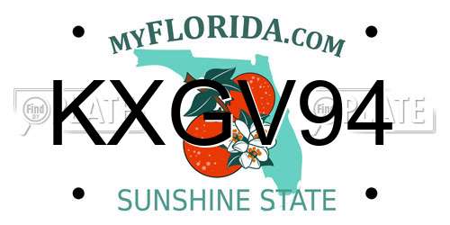 KXGV94 Florida License Plate