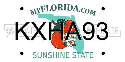 KXHA93 Florida License Plate