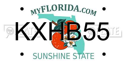 KXHB55 Florida License Plate