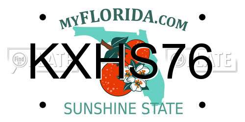KXHS76 Florida License Plate