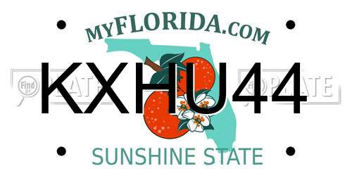KXHU44 Florida License Plate
