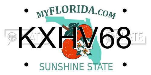KXHV68 Florida License Plate