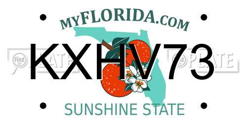 KXHV73 Florida License Plate