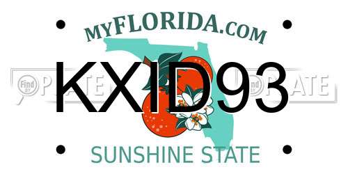 KXID93 Florida License Plate