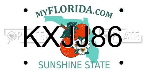 KXJJ86 Florida License Plate