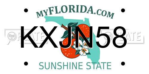KXJN58 Florida License Plate