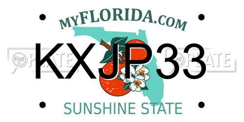 KXJP33 Florida License Plate