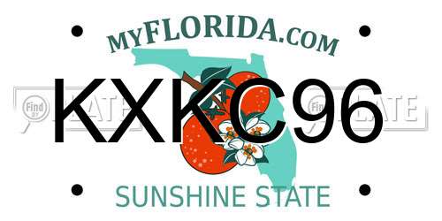 KXKC96 Florida License Plate