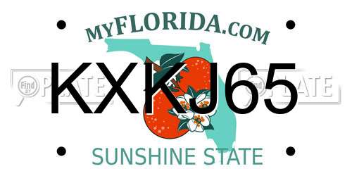 KXKJ65 Florida License Plate
