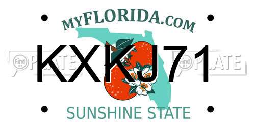 KXKJ71 Florida License Plate