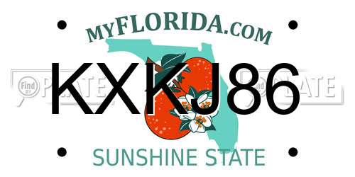 KXKJ86 Florida License Plate