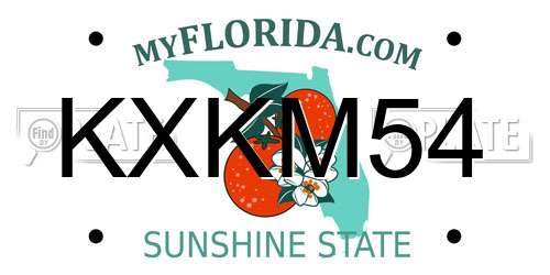 KXKM54 Florida License Plate