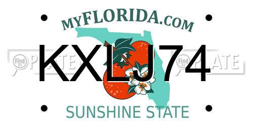 KXLJ74 Florida License Plate