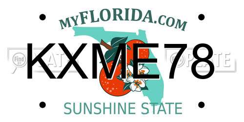 KXME78 Florida License Plate