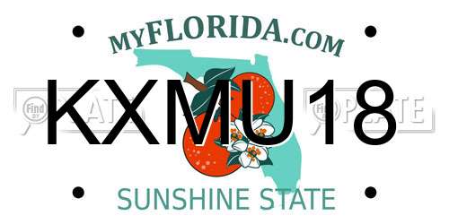 KXMU18 Florida License Plate
