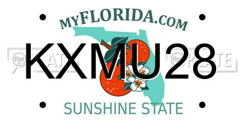 KXMU28 Florida License Plate