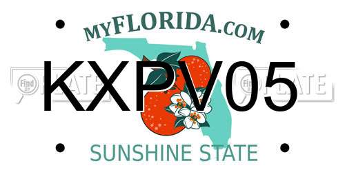 KXPV05 Florida License Plate