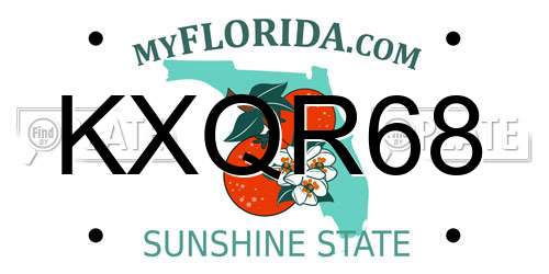 KXQR68 Florida License Plate