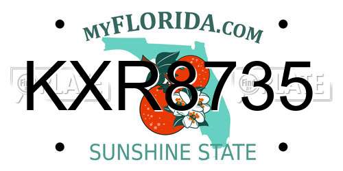 KXR8735 Florida License Plate