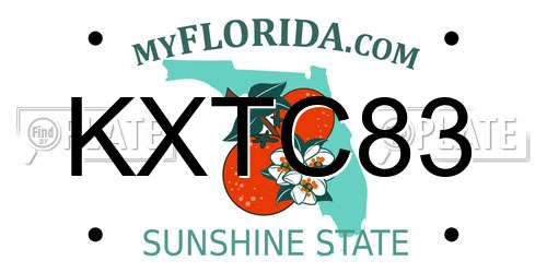 KXTC83 Florida License Plate
