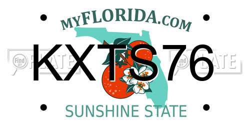 KXTS76 Florida License Plate
