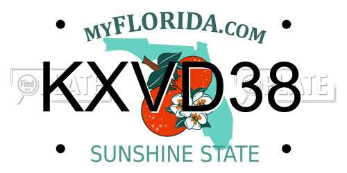 KXVD38 Florida License Plate