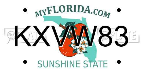 KXVW83 Florida License Plate