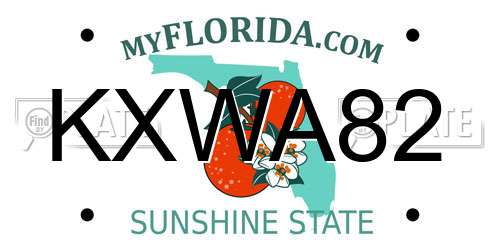 KXWA82 Florida License Plate