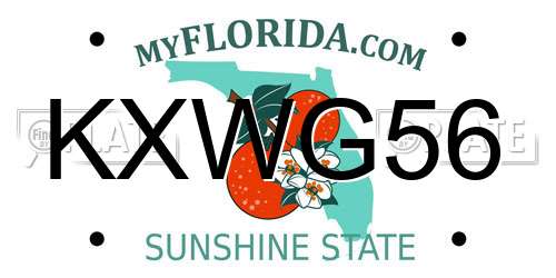 KXWG56 Florida License Plate