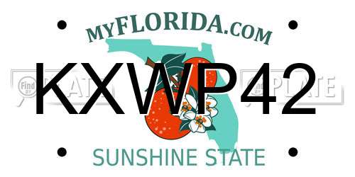 KXWP42 Florida License Plate