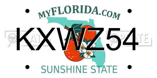 KXWZ54 Florida License Plate