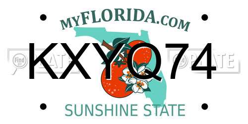 KXYQ74 Florida License Plate