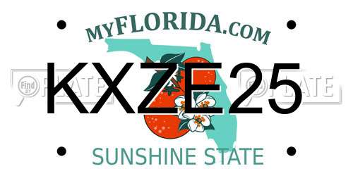 KXZE25 Florida License Plate