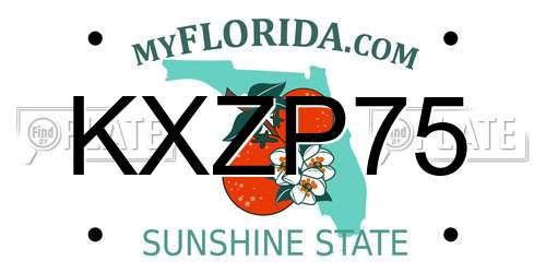 KXZP75 Florida License Plate