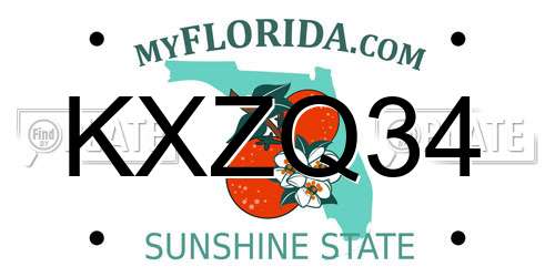 KXZQ34 Florida License Plate