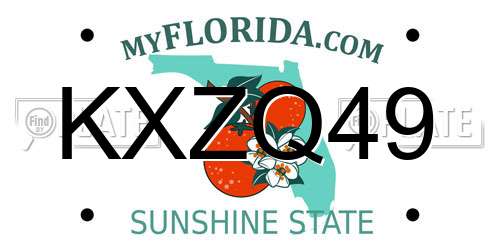 KXZQ49 Florida License Plate