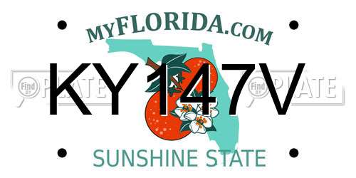 KY147V Florida License Plate