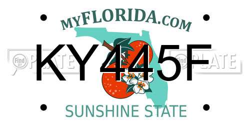 KY445F Florida License Plate
