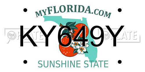 KY649Y Florida License Plate