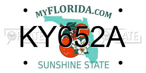 KY652A Florida License Plate