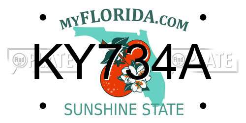 KY734A Florida License Plate