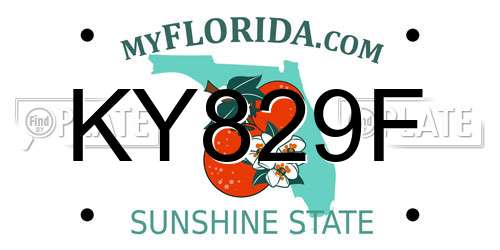 KY829F Florida License Plate
