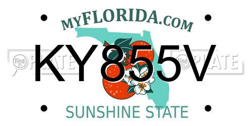 KY855V Florida License Plate