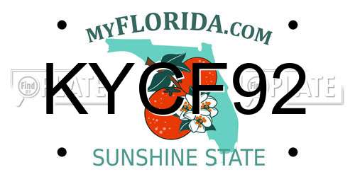 KYCF92 Florida License Plate