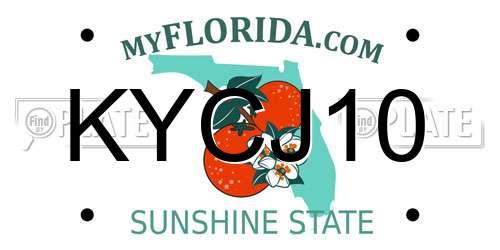 KYCJ10 Florida License Plate