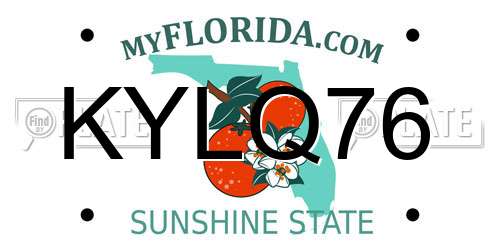 KYLQ76 Florida License Plate