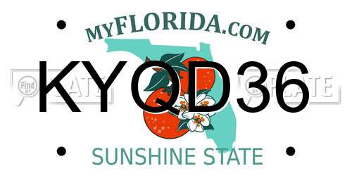 KYQD36 Florida License Plate