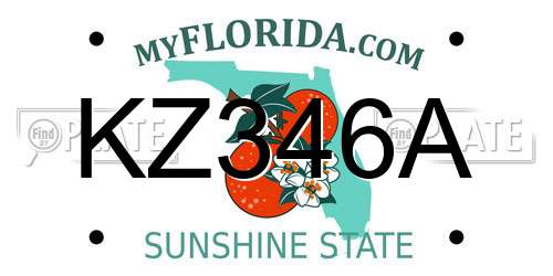 KZ346A Florida License Plate