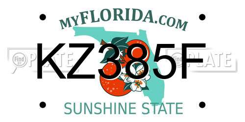 KZ385F Florida License Plate