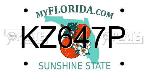 KZ647P Florida License Plate